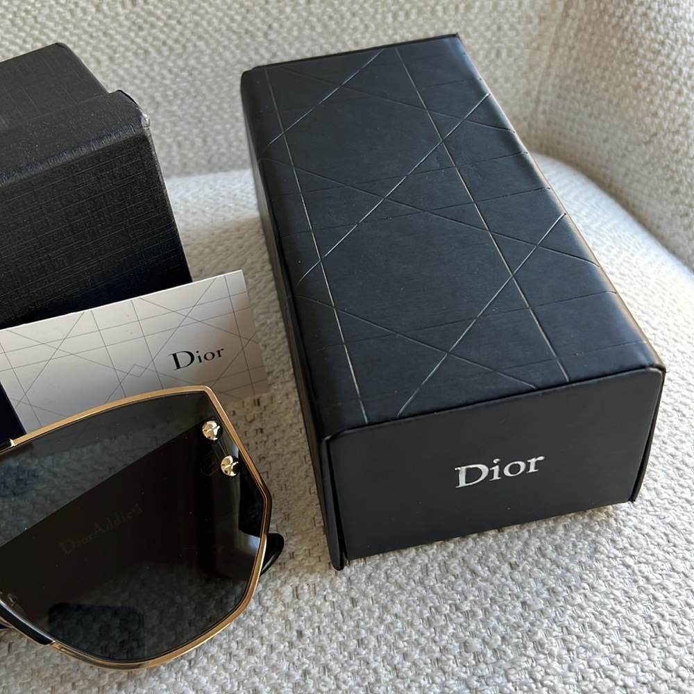 Dior Black and Gold Shield Sunglasses - Picture 3 of 9
